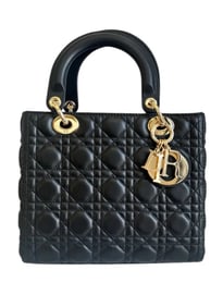 Christian Dior Lady Medium Black Leather Bag
