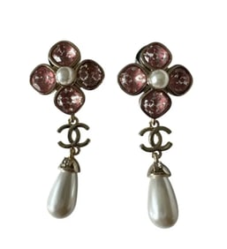 Chanel Pink Flower Earrings