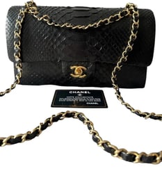 Chanel Black Python Shoulder Bag