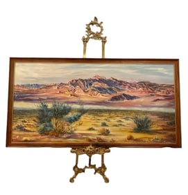 Huge Landscape Oil on Panel Signed