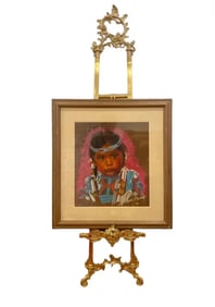 Native American Girl Pastel Painting -by Chodat