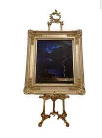 1987 Western Oil Painting Spooked