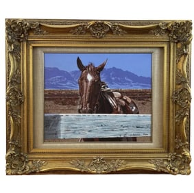 1984 Horse Ranch Hand Oil Painting by L. Benjamin Porter