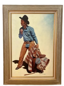1986 Working Cowboy Oil Painting by L. Benjamin Porter