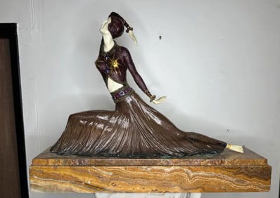 Huge Art Deco Bronze Woman Sculpture