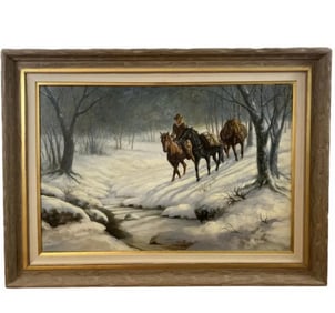 Western Oil on Canvas Painting by R. B. Weiss