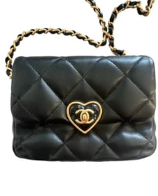 Chanel Heart Mini Flap Bag Black Lambskin Antique Gold Hardware