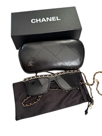 CHANEL Acetate Metal Calfskin Chain Rectangle