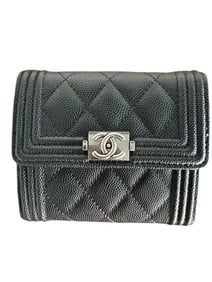 CHANEL Boy Wallet Black Silver
