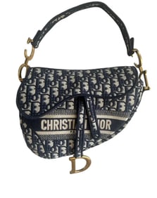 Dior Saddle Bag Blue Dior Oblique Embroidery Women