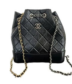 CHANEL Aged Calfskin Quilted Small Gabrielle Backpack Black