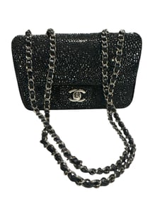 CHANEL Crystal Diamante Small Flap Black Bag