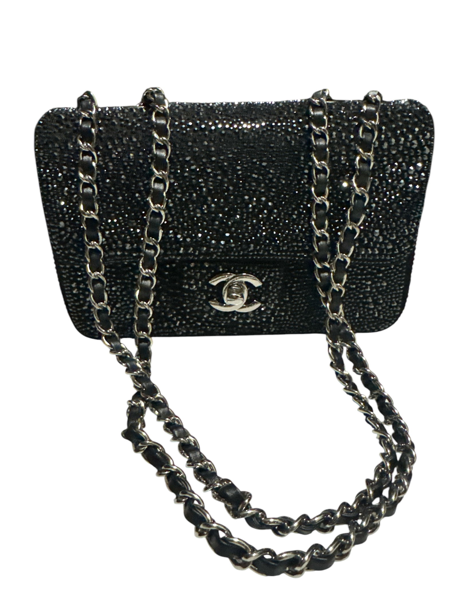 CHANEL Crystal Diamante Small Flap Black Bag