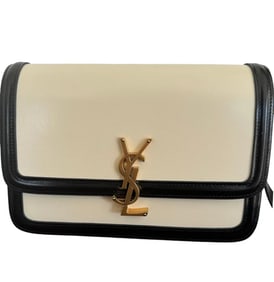 YSL Saint Laurent Black & Beige Lock Bag