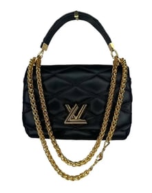LOUIS VUITTON Lambskin Malletage Top Handle GO-14 MM Black