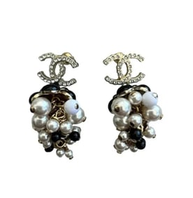 Chanel Faux Pearl, Gold Metal and Acrylic Fruit Glass Pearl Earrings