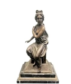 Large Neoclassical Style Bronze Lady