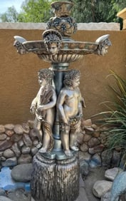 Bronze Four Seasons Cherub Fountain with Top Tier and Mascaron Spouts