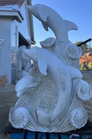 Life Size Marble Dolphis Sculpture
