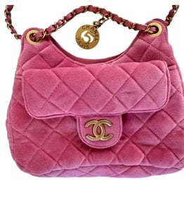 CHANEL Small Velvet Wavy CC Hobo