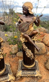 Life Size Bronze Girl Playing Instrument