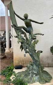 Life Size Bronze Boy Surfing Sculpture by Jim Davidson