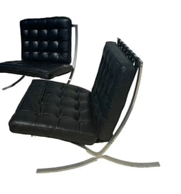 Mid-Century Barcelona Style Black Chairs