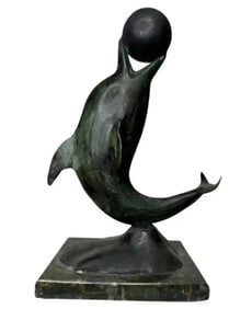 Dolphin Modern Bronze Sculpture Unidentified Artist