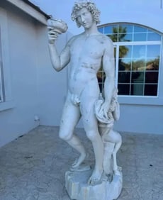 19th Century over Life-Size Italian Marble Statue of Bacchus