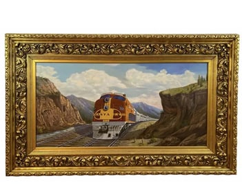 Santa Fe Train Oil Painting by Maurice Green 1987