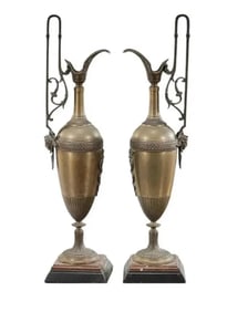 Pair Of Bronze Jugs -Hermes Symbol