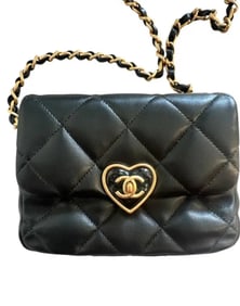 Chanel Heart Mini Flap Bag Black Lambskin Antique Gold Hardware