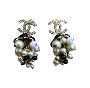 Chanel Faux Pearl, Gold Metal and Acrylic Fruit Glass Pearl Earrings