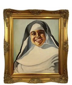 Nun Portrait Oil on Canvas by A.J. Smith 1976