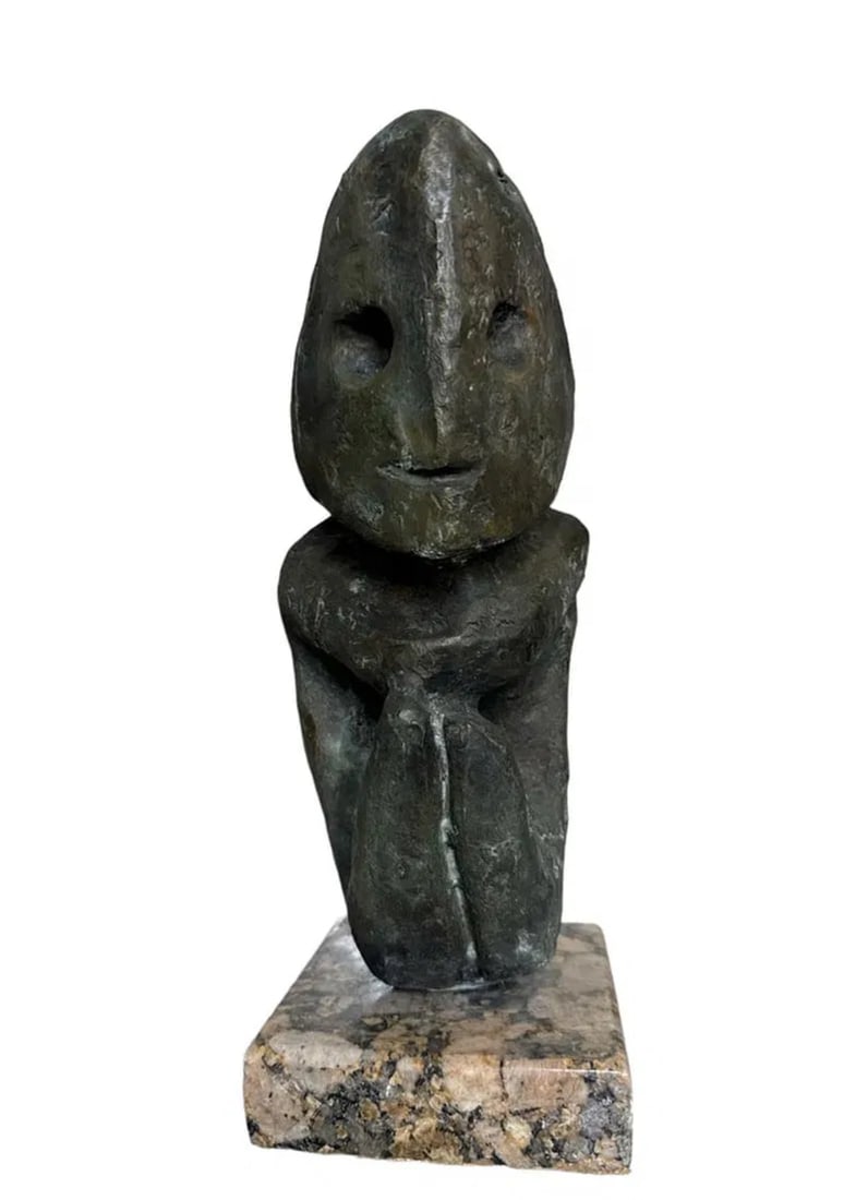 Max Ernst Modern Bronze Sculpture: Measure: 12 in x 5 in x 4.5 in