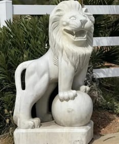 Monumental Marble Lion Sculpture