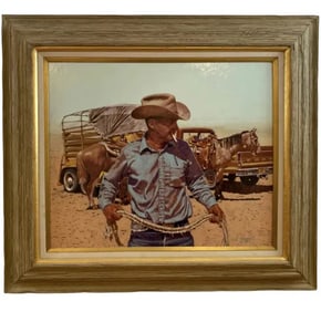 1987 Cowboy - Western Oil painting L. B Porter