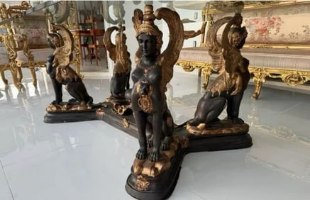Massive Royal SPHINX Mythical Bronze Dining Table