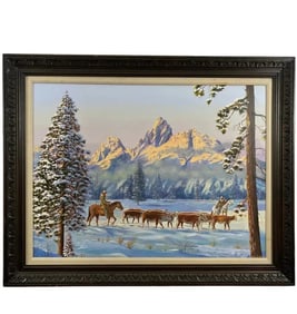 Moving the pack Oil Painting by Maurice Green 1982