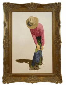 Cowboy by Walt Johnston-1982 Oil painting on Panel