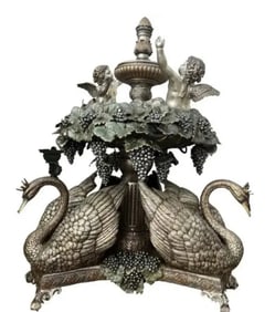 Monumental Cherubs and Swans Bronze Fountain