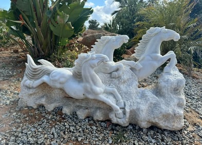 Life Size Marble Horses Sculpture