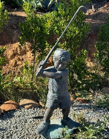 Life Size Bronze Boy Playing Golf