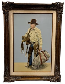 1983 Large Cowboy Oil Painting by Walt Johnston