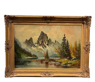 Timberline Lake Lanscape Oil on Canvas