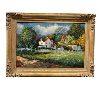 Large Landscape House Oil Painting by Lewis