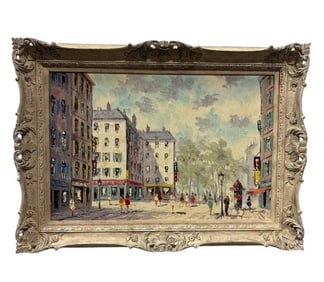 Large Landscape Paris Scene Oil Painting