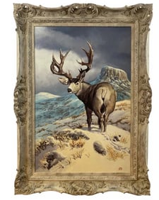 Wildlife Mule Deer Oil Painting by Hector Morales