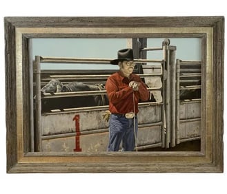 1982 Cowboy Oil Painting by Walt Johnston