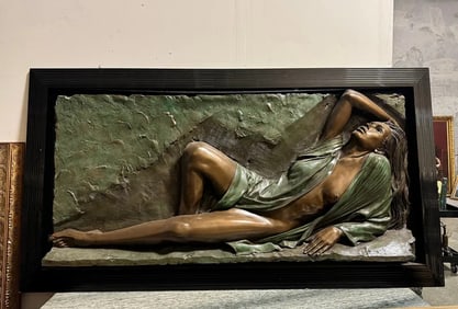 Large Nude Lady Bronze Relief Bill Mack Sculpture